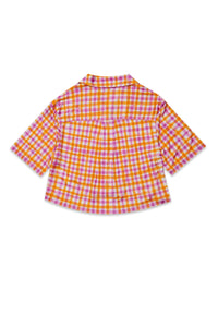 Short-sleeved checked shirt - Cyclamen