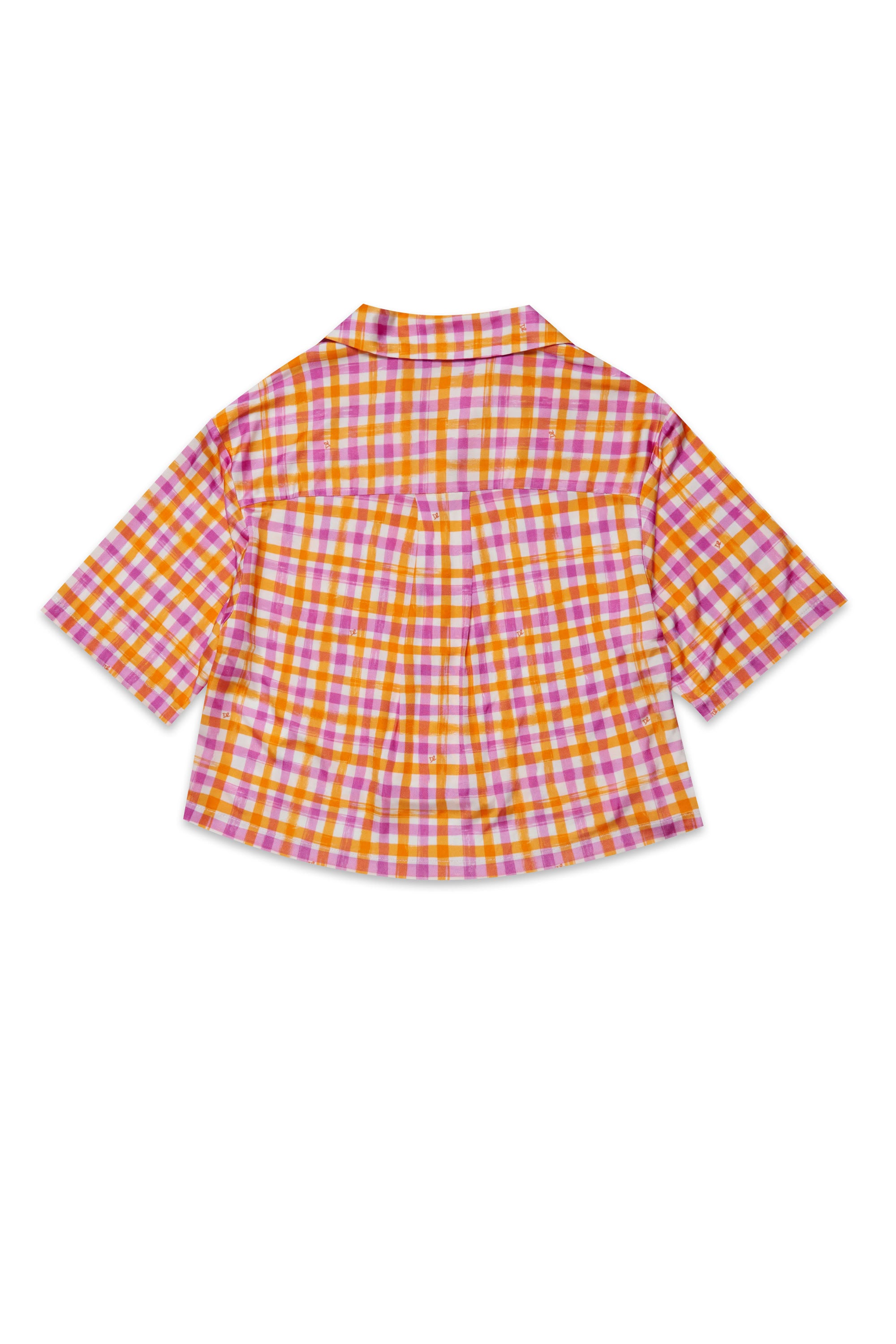 Short-sleeved checked shirt - Cyclamen