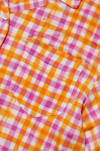 Short-sleeved checked shirt - Cyclamen