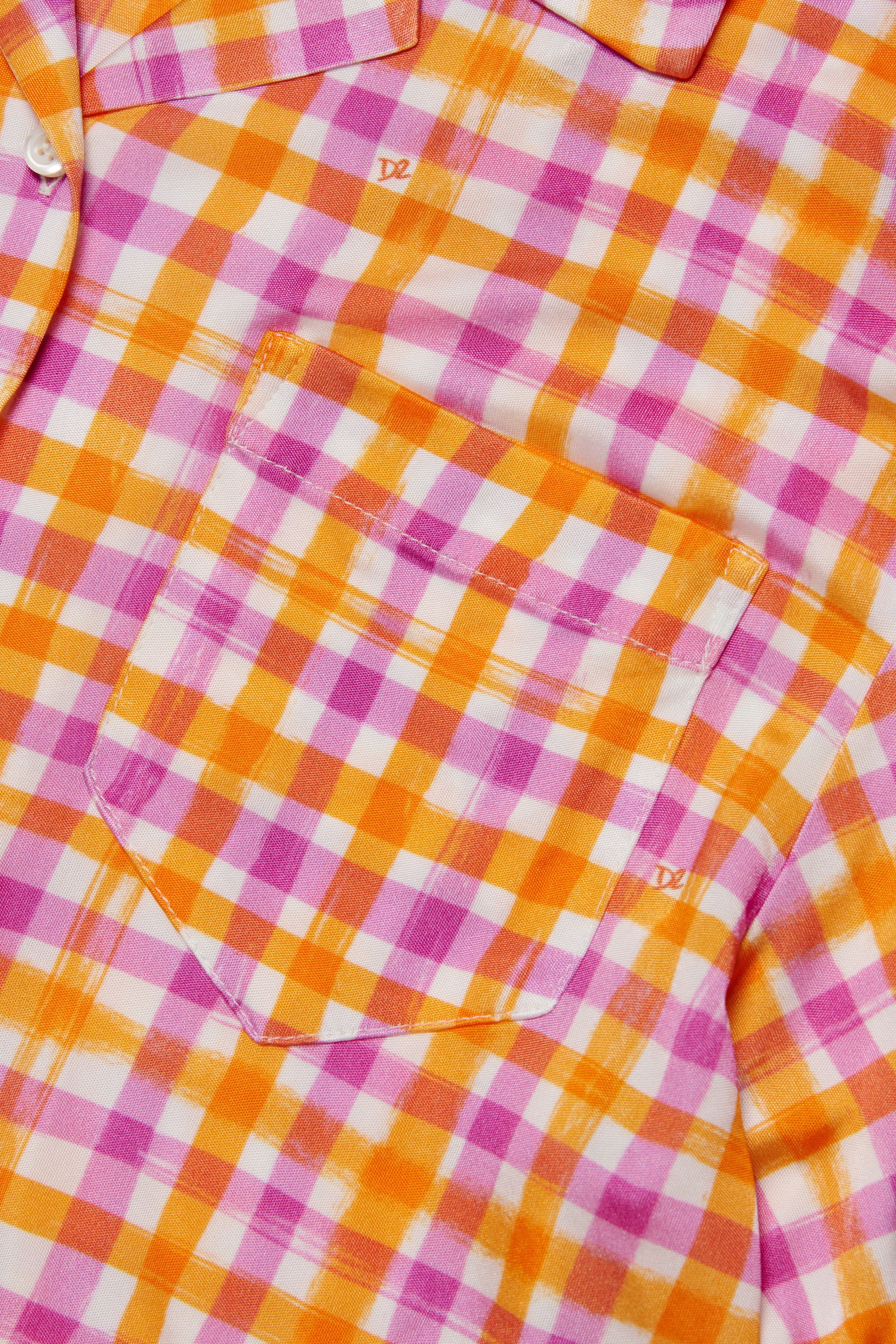 Short-sleeved checked shirt - Cyclamen