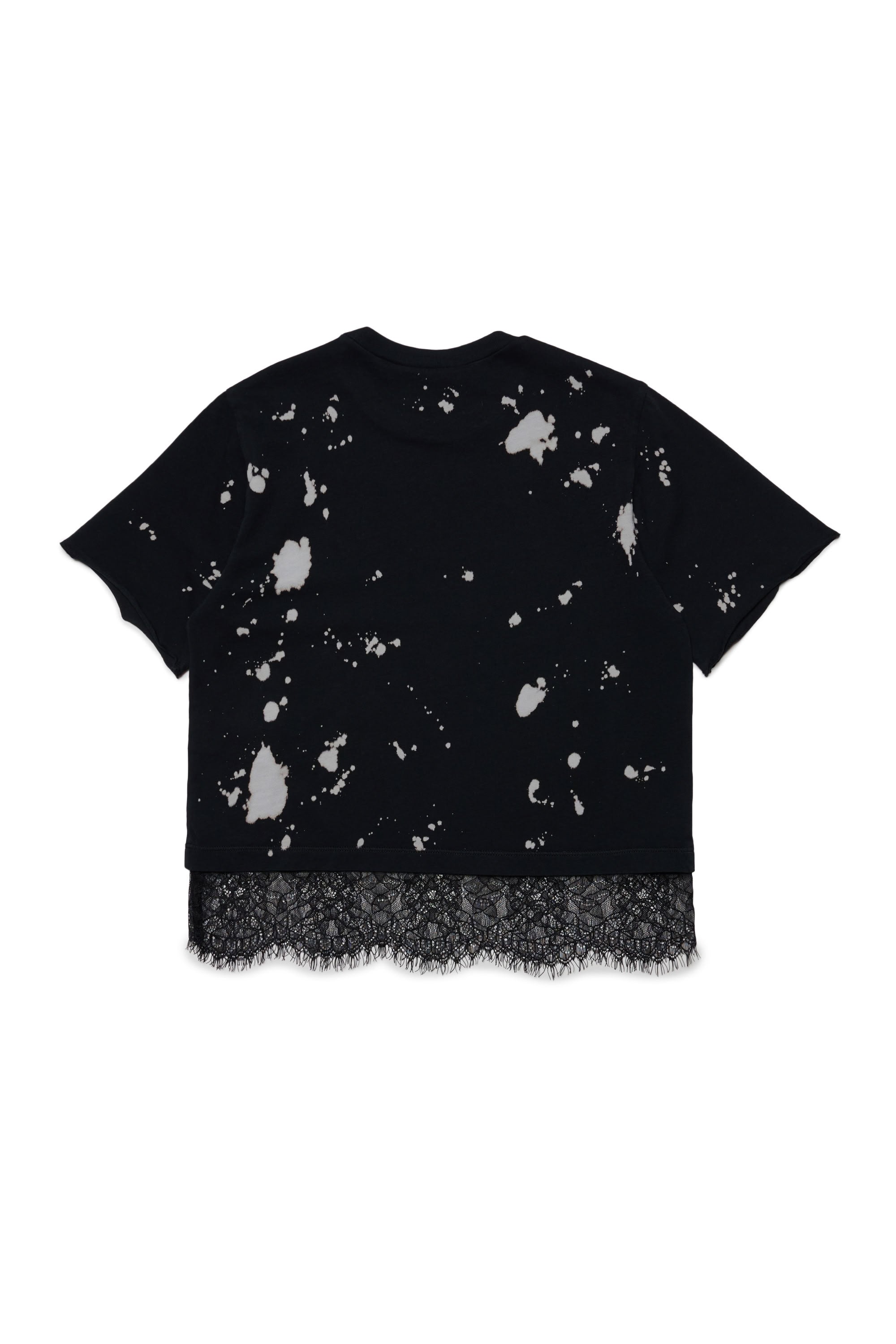 T-shirt délavé avec dentelle - Black