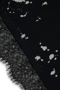 T-shirt délavé avec dentelle - Black