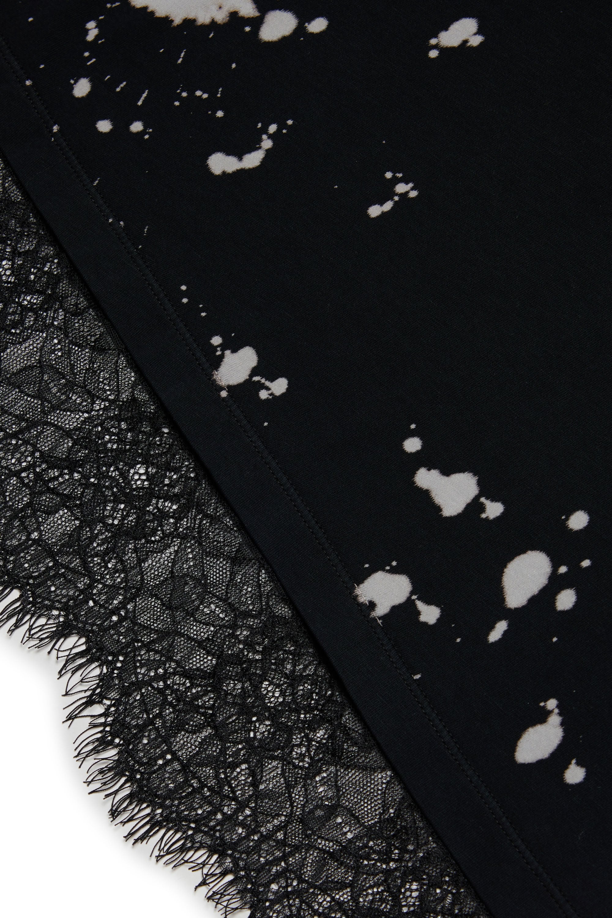 T-shirt délavé avec dentelle - Black