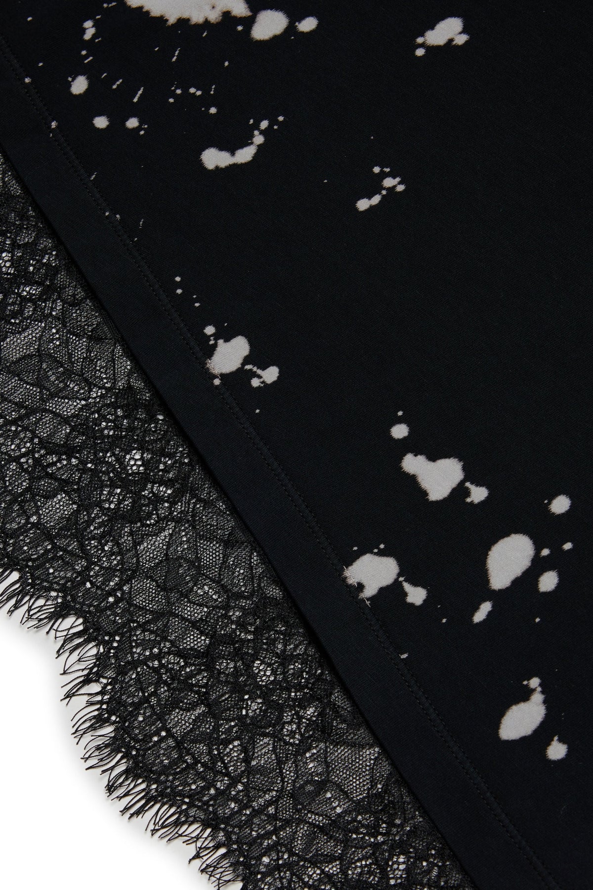 T-shirt délavé avec dentelle - Black
