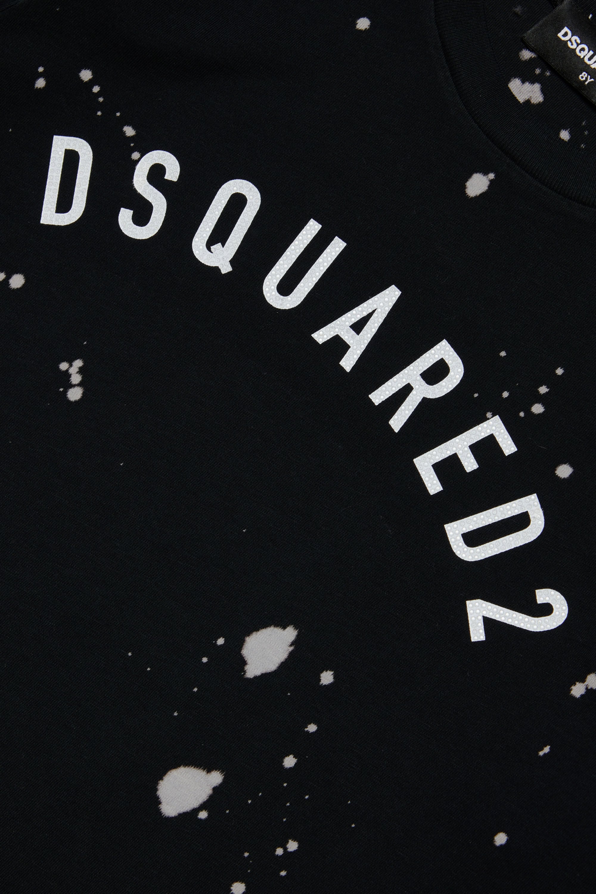T-shirt délavé avec dentelle - Black