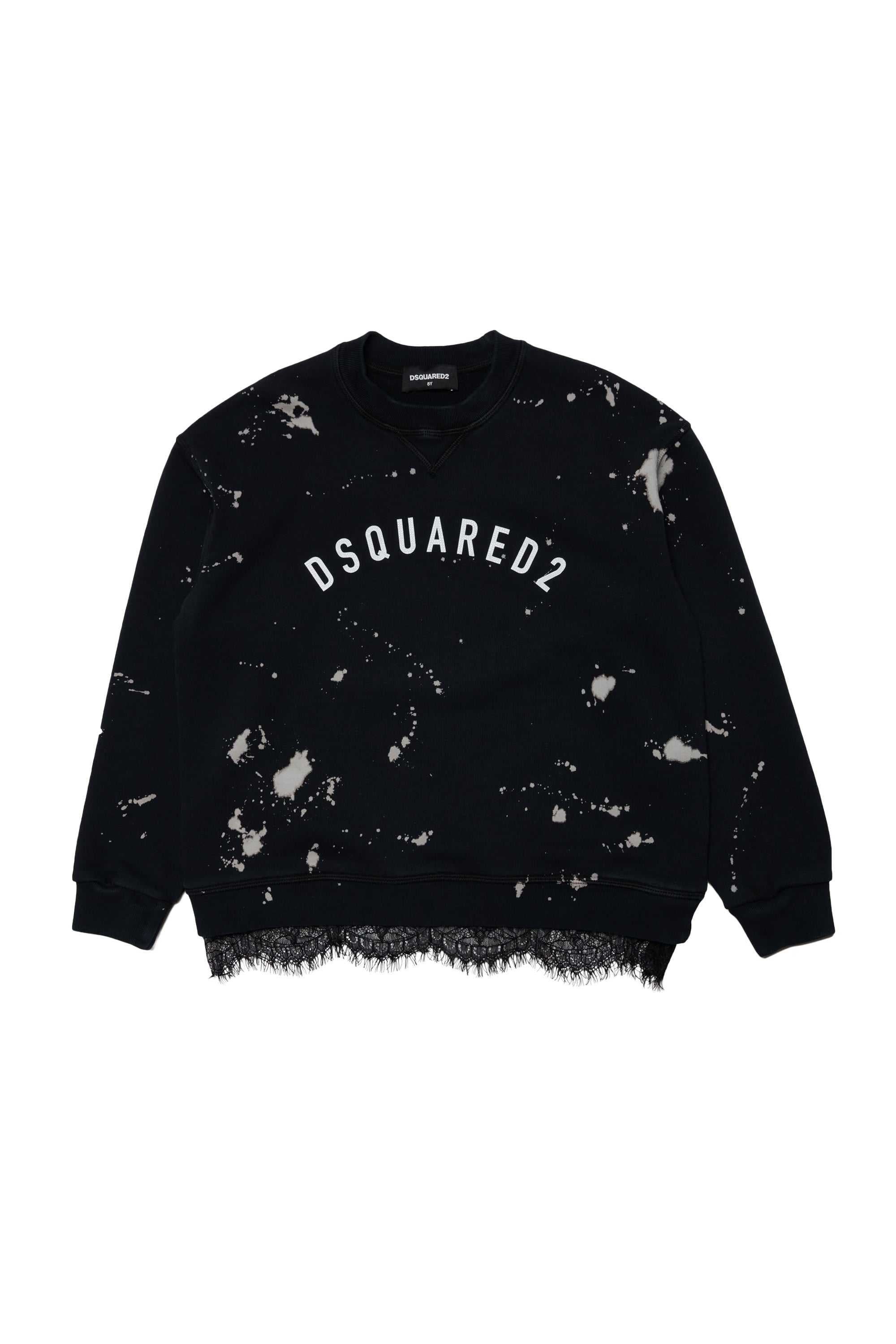 Sweatshirt délavé avec dentelle - Black