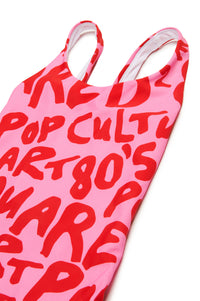 Printed one-piece swimming costume - Sachet Pink