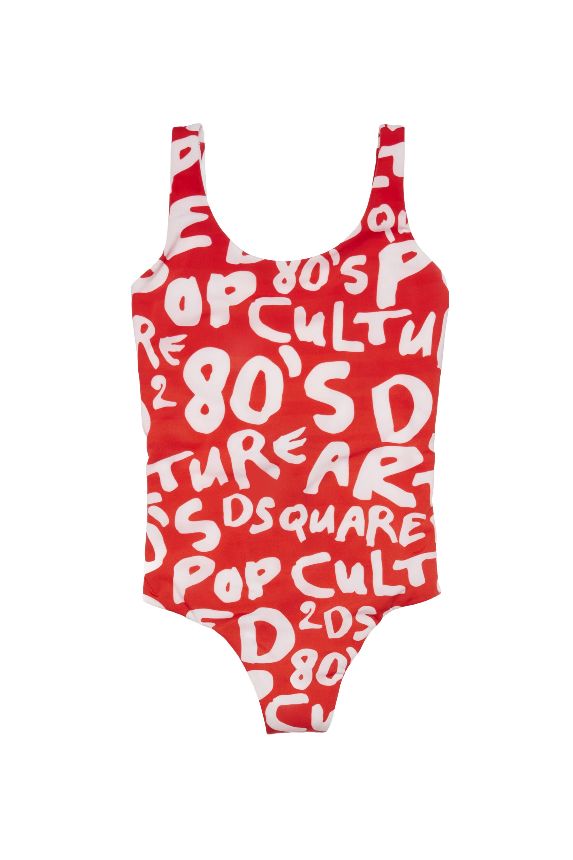 Printed one-piece swimming costume - Tomato Red