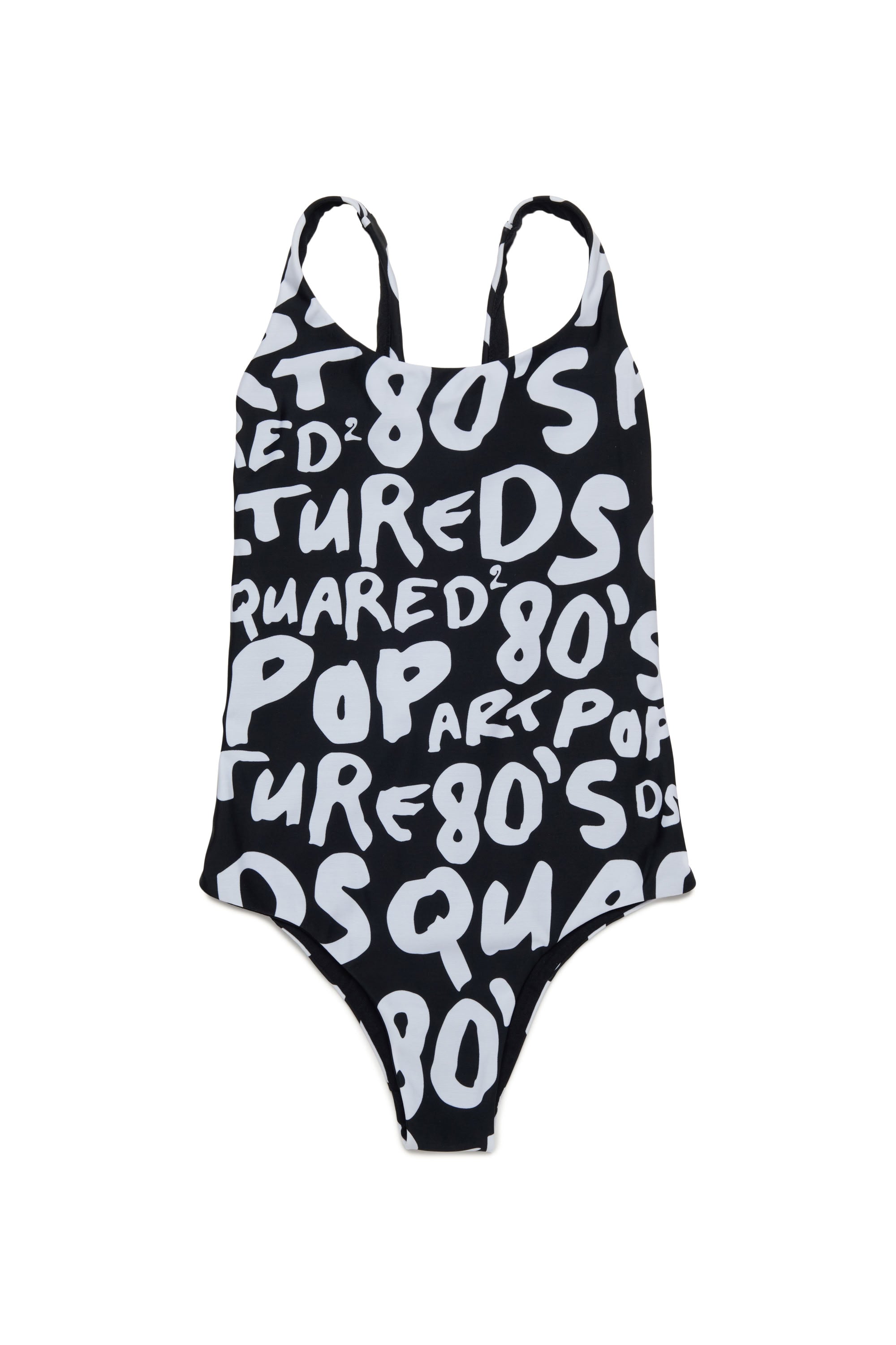 Printed one-piece swimming costume - Black