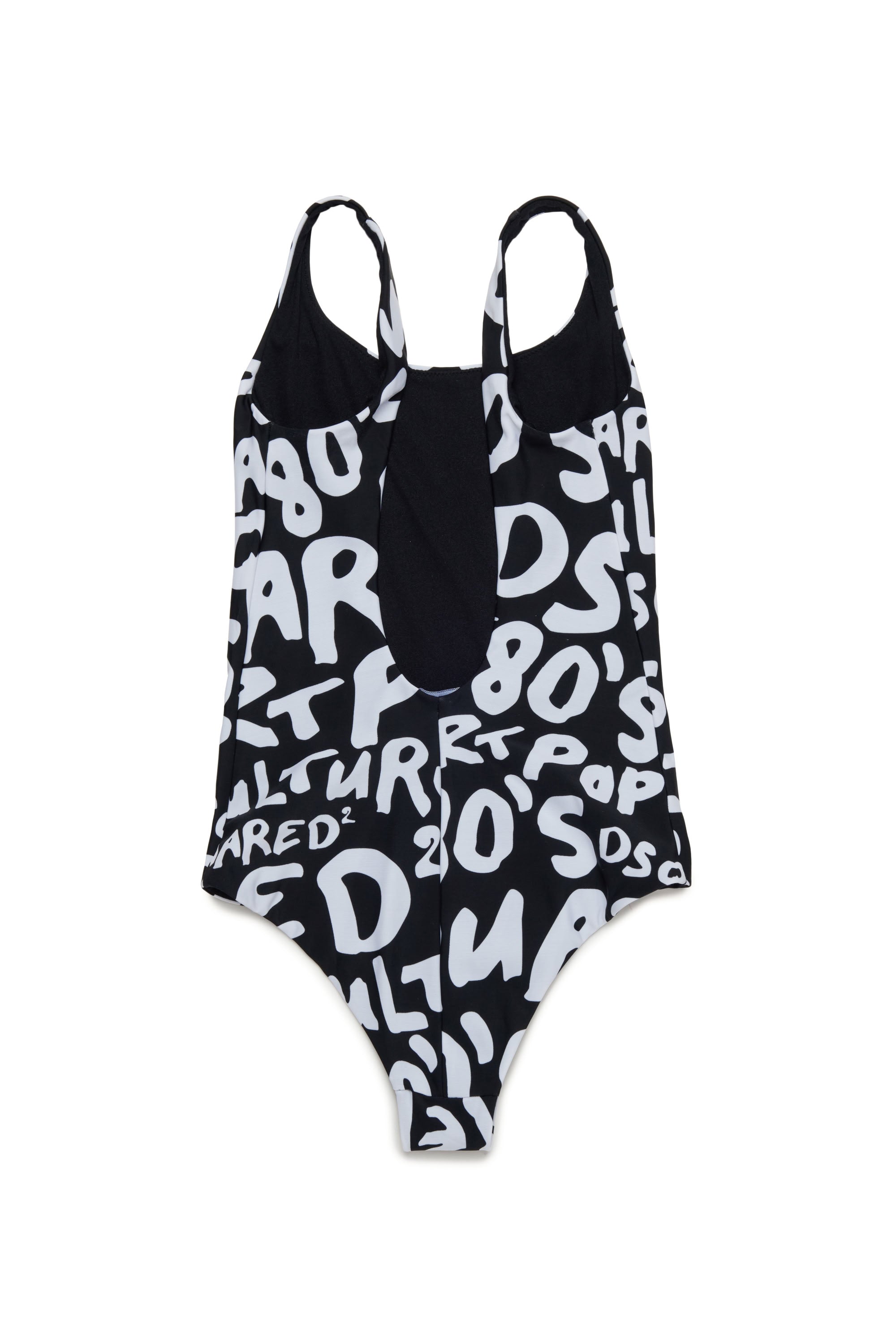Printed one-piece swimming costume - Black