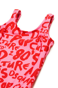 Printed one-piece swimming costume - Sachet Pink