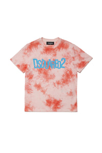 Washed tie-dye T-shirt - Coral Red