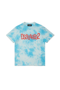 T-shirt délavé tie-dye - Cyan Blue