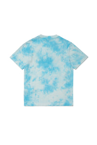 T-shirt délavé tie-dye - Cyan Blue