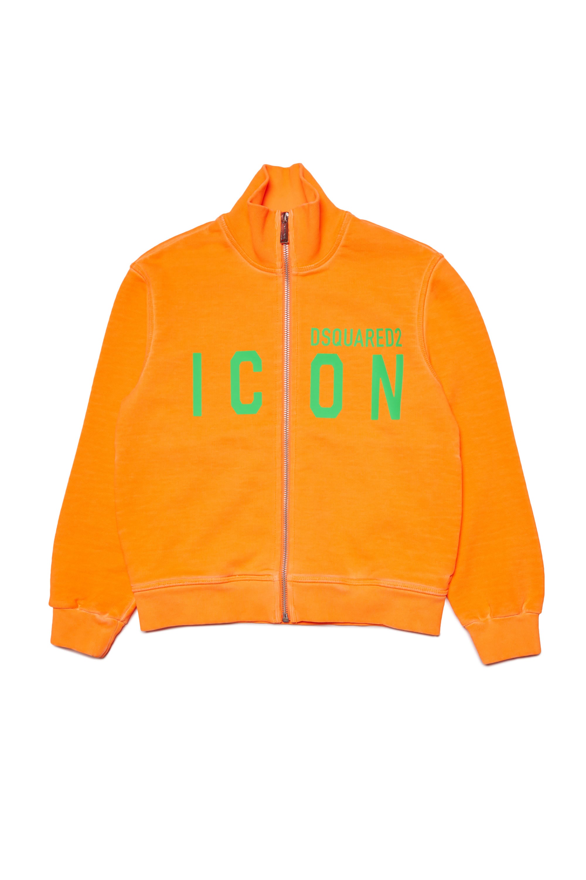 Printed zip sweatshirt - Dark Orange Fluo