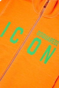 Printed zip sweatshirt - Dark Orange Fluo