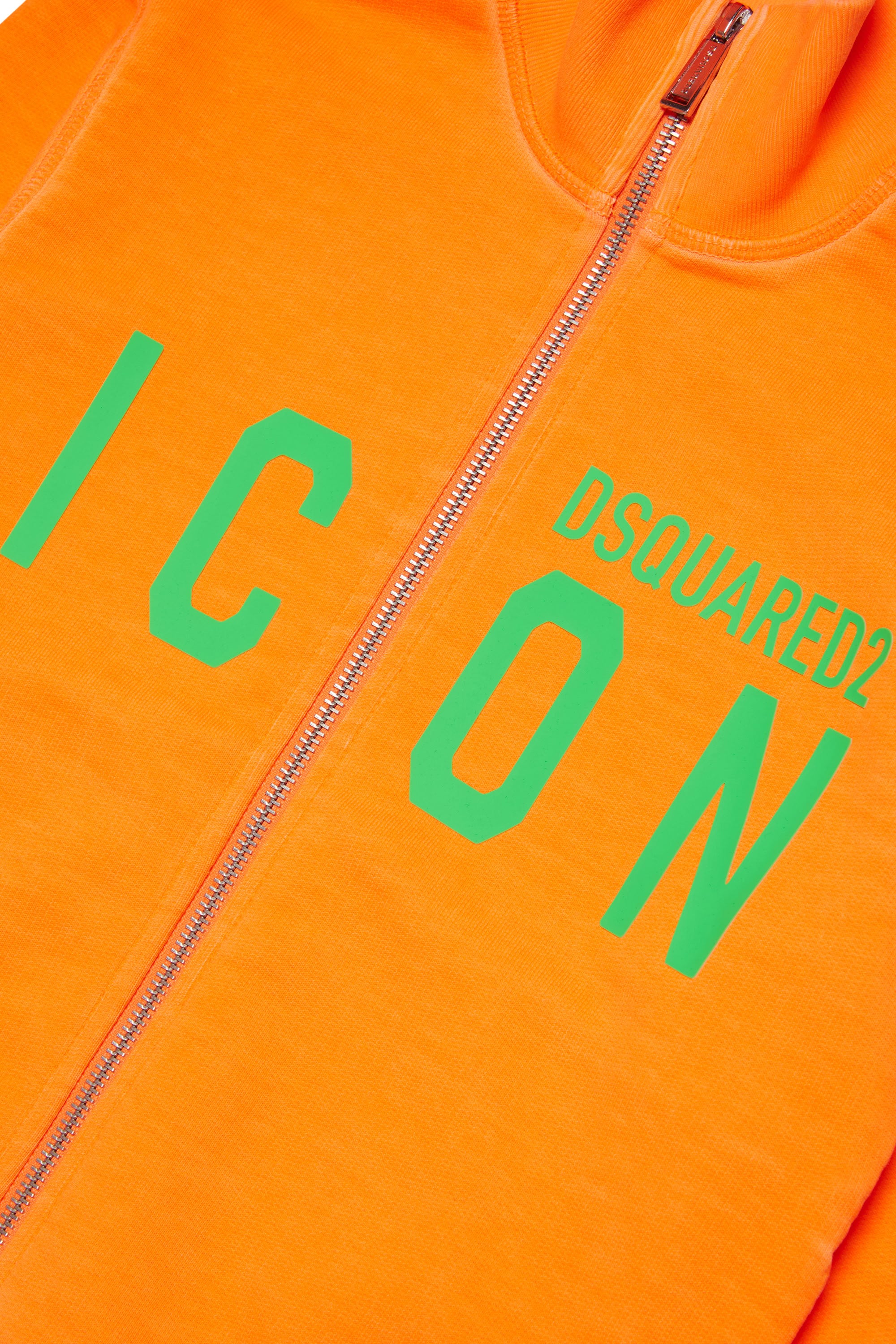 Printed zip sweatshirt - Dark Orange Fluo