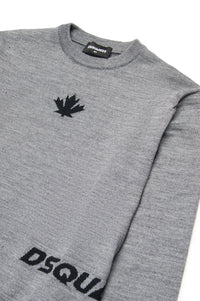 Jumper with wool logo - Smoke Grey Melange
