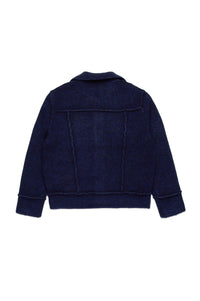 Wool blend button jacket - Deep Blue
