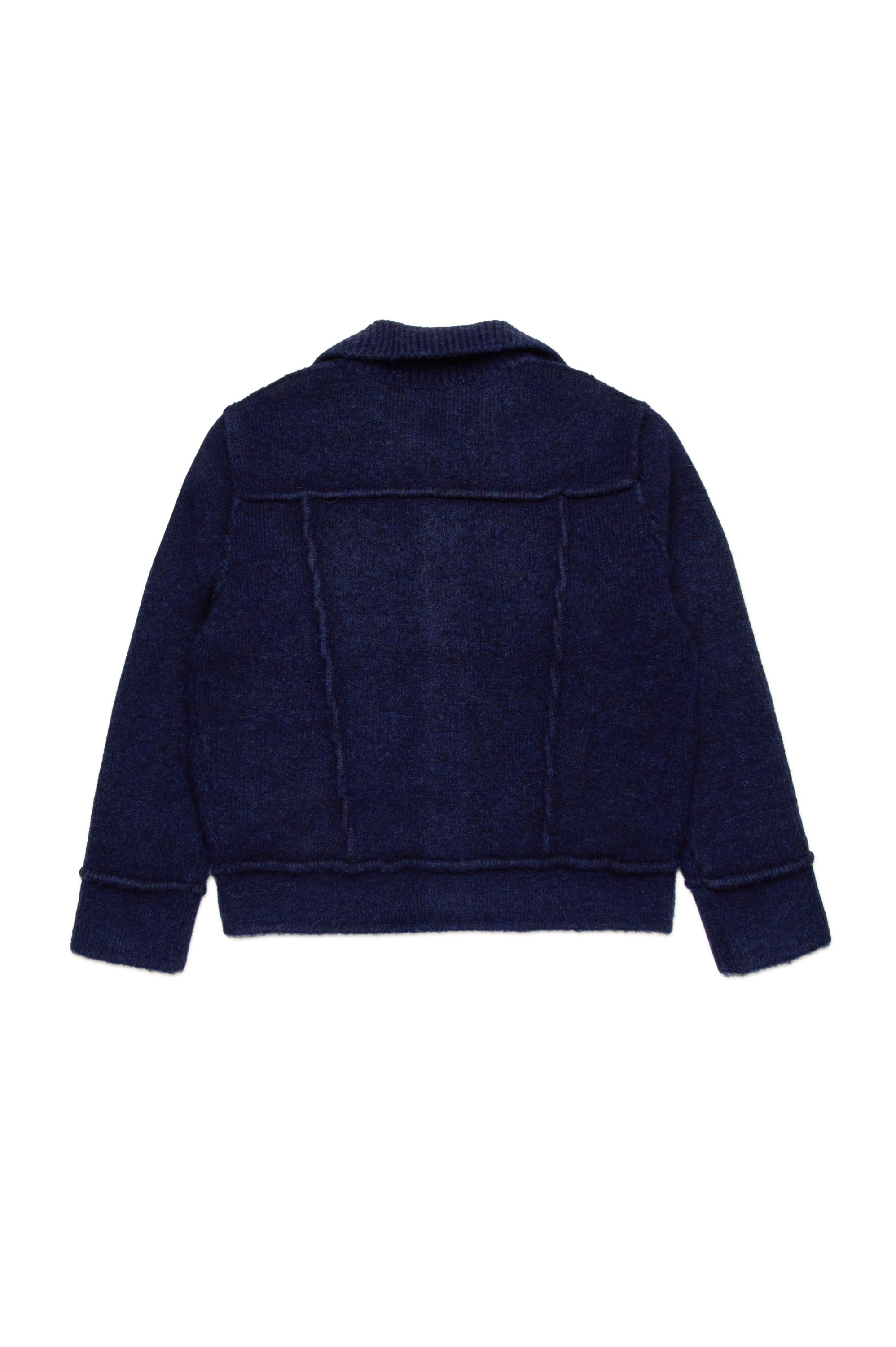 Wool blend button jacket - Deep Blue