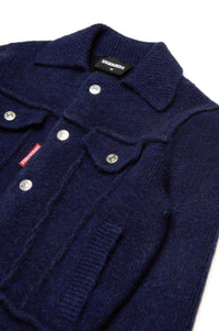 Wool blend button jacket - Deep Blue