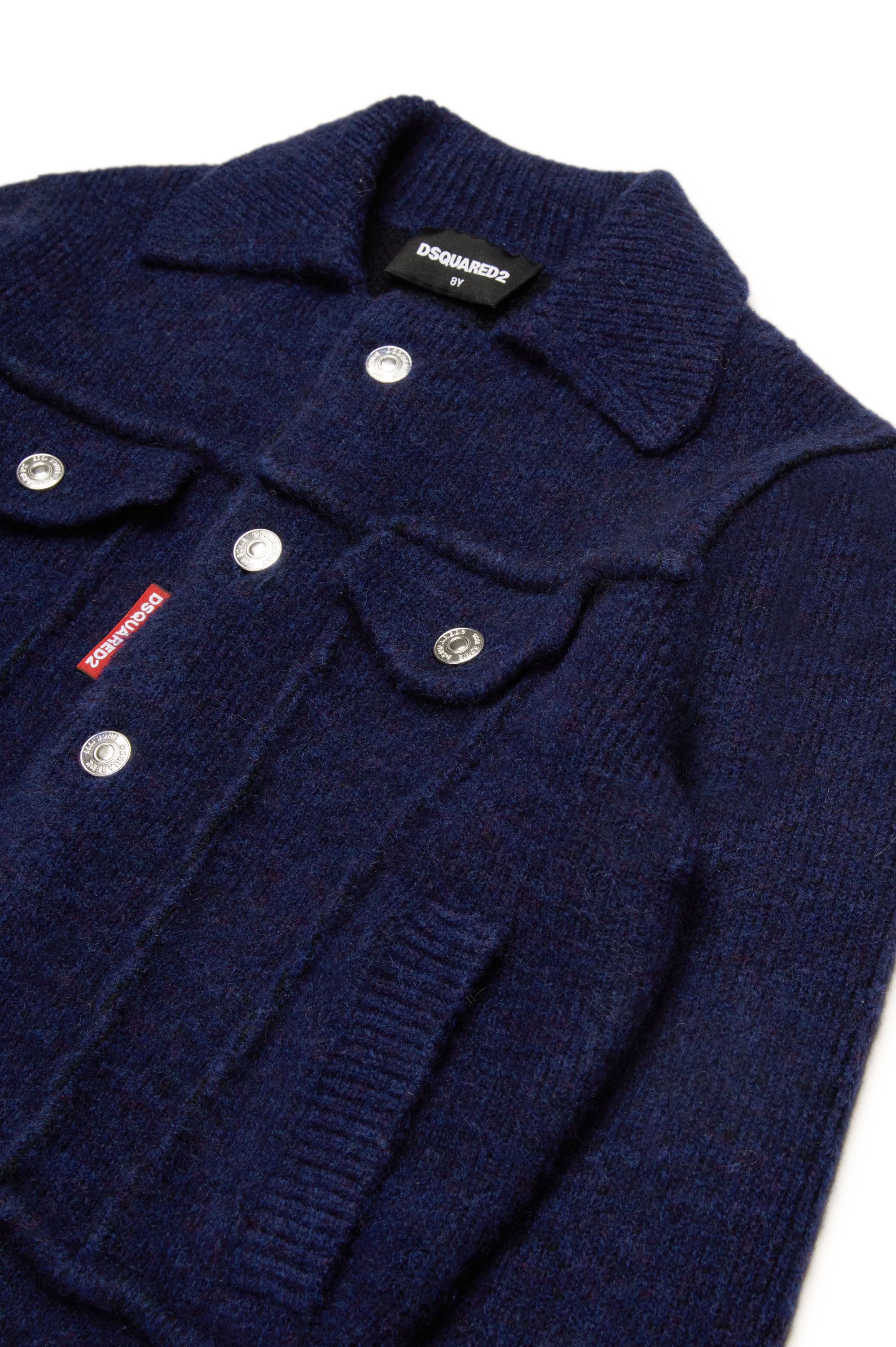 Wool blend button jacket - Deep Blue