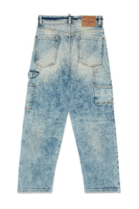 Straight-leg washed denim trousers - Blue Denim