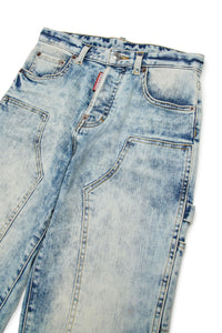 Straight-leg washed denim trousers - Blue Denim