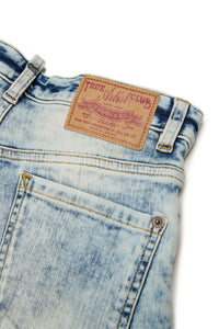 Straight-leg washed denim trousers - Blue Denim