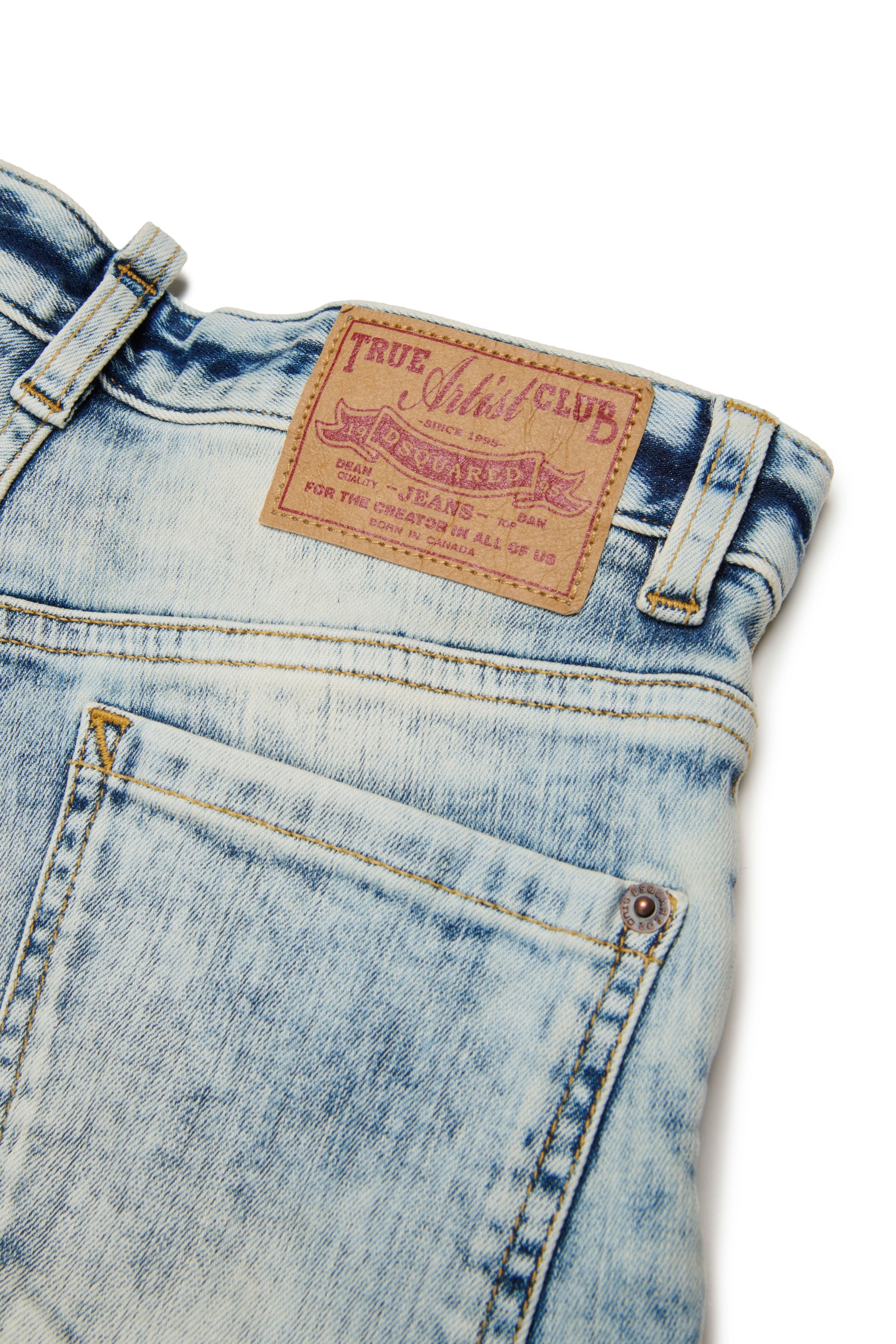 Straight-leg washed denim trousers - Blue Denim