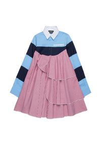 Dress with ruffles - White & Bordeaux