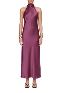 Robe longue Sienna en satin - Burgundy
