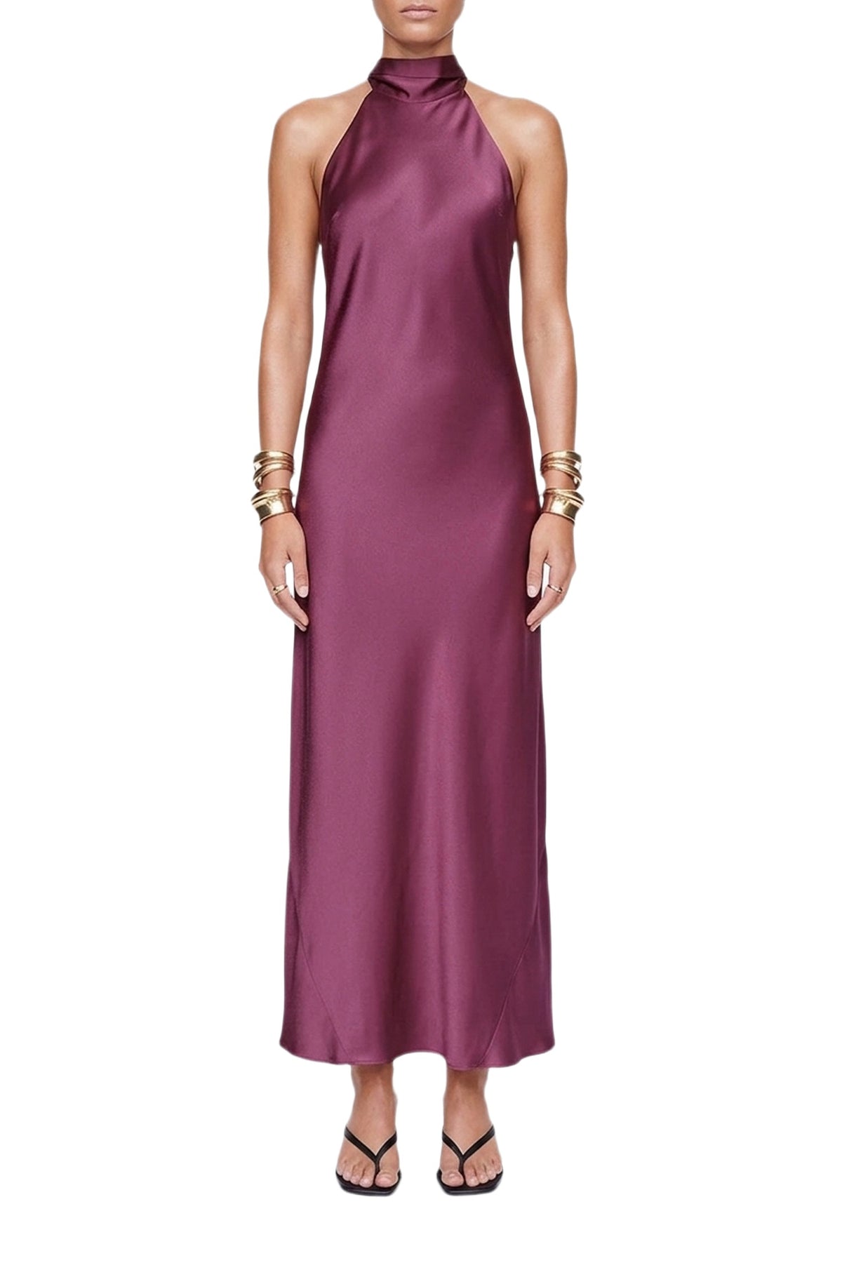 Robe longue Sienna en satin - Burgundy