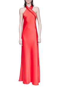Robe Pandora en satin - Sunset Red