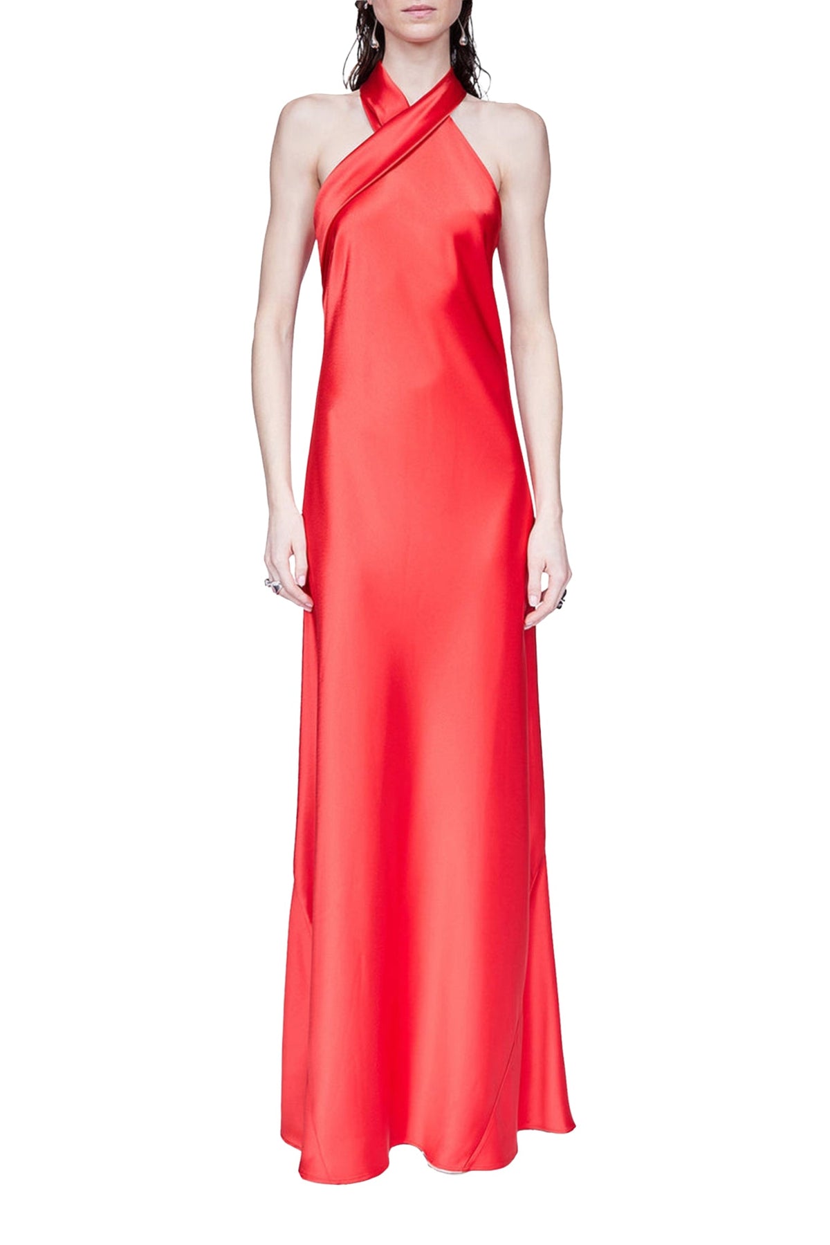 Pandora Satin Maxi Gown - Sunset Red