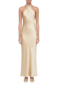 Robe longue Pandora en satin - Light Gold