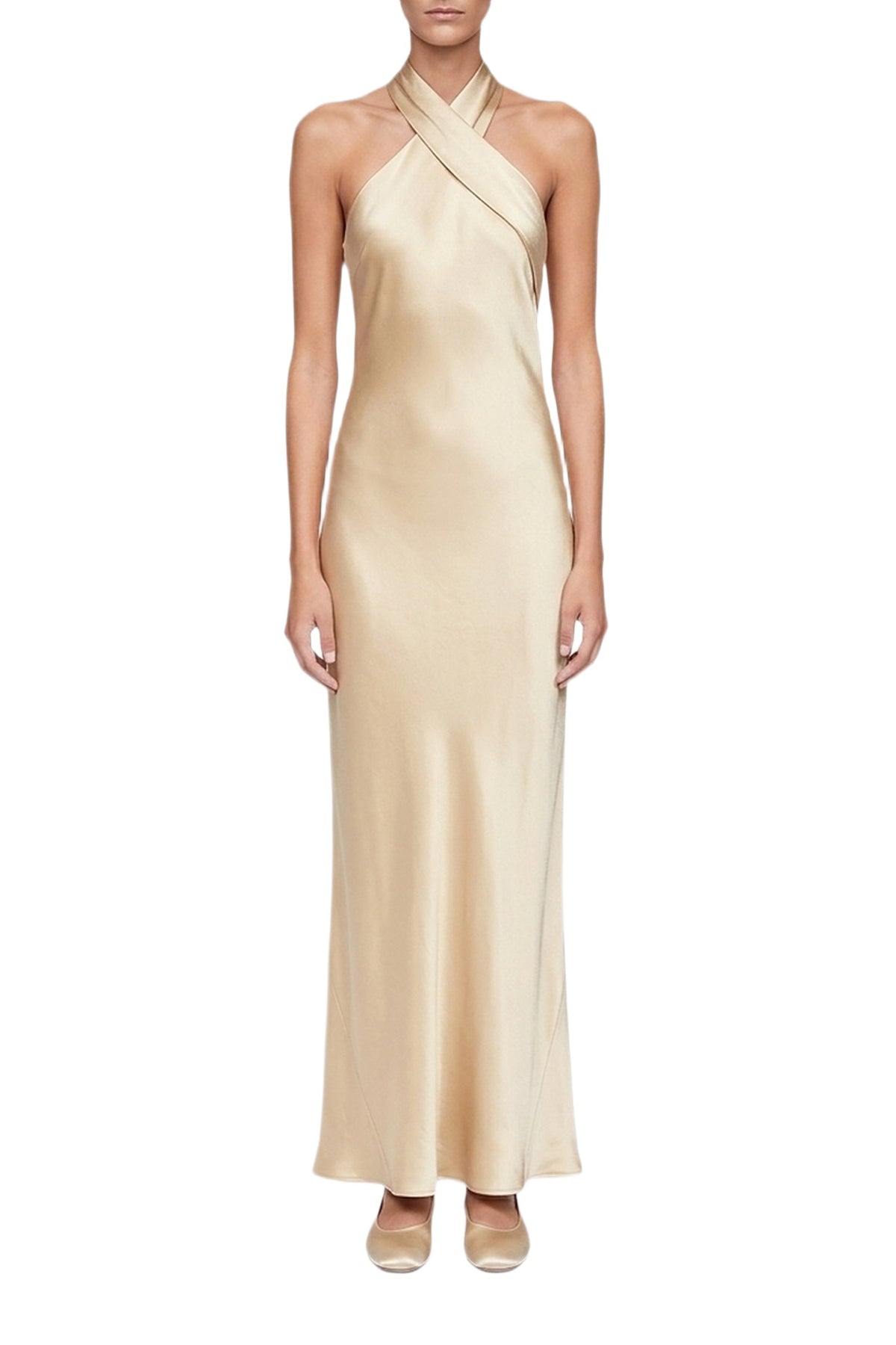 Robe longue Pandora en satin - Light Gold