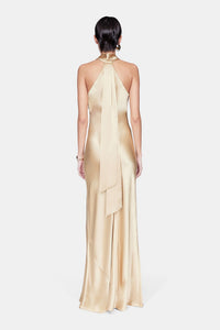 Robe longue Pandora en satin - Light Gold