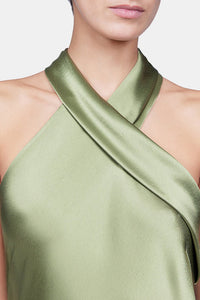 Satin Pandora Dress - Dark Moss