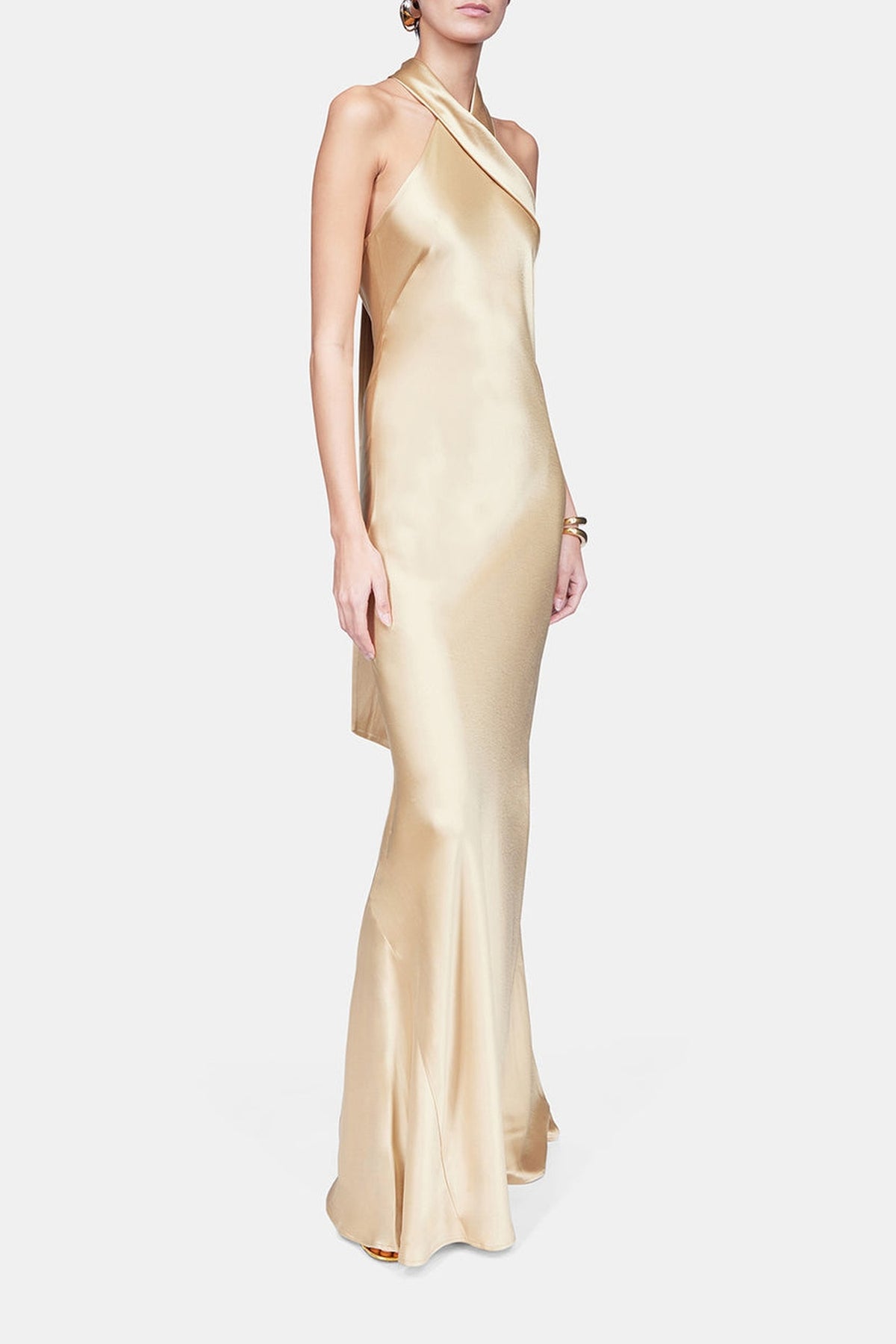 Robe longue Pandora en satin - Light Gold