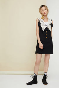 Robe safari en coton avec col crochet - Noir