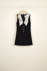 Robe safari en coton avec col crochet - Noir