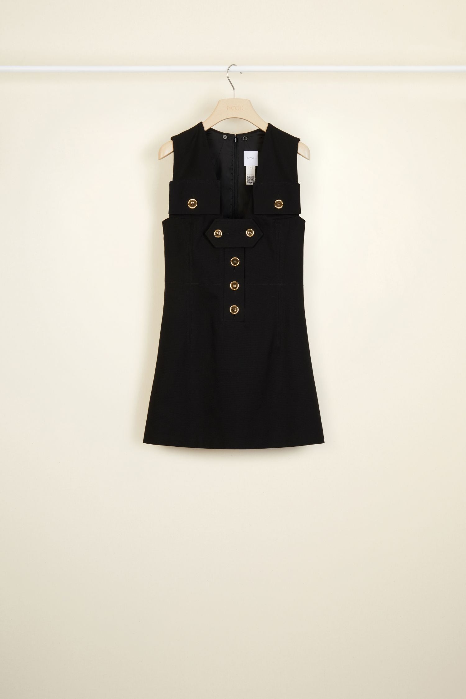 Safari dress with cotton crochet collar - Black