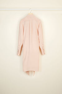 Robe chemise courte en soie à col lavallière - Beige Doré