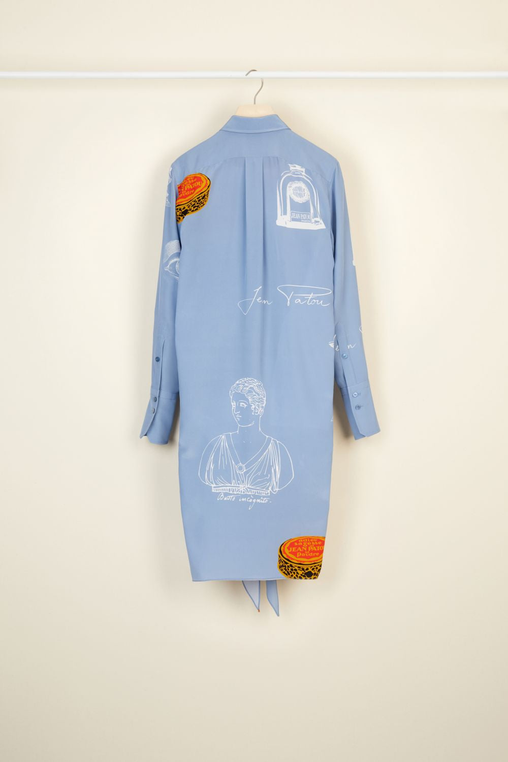 Imprimé Riddle Robe chemise courte en soie imprimée à col lavallière