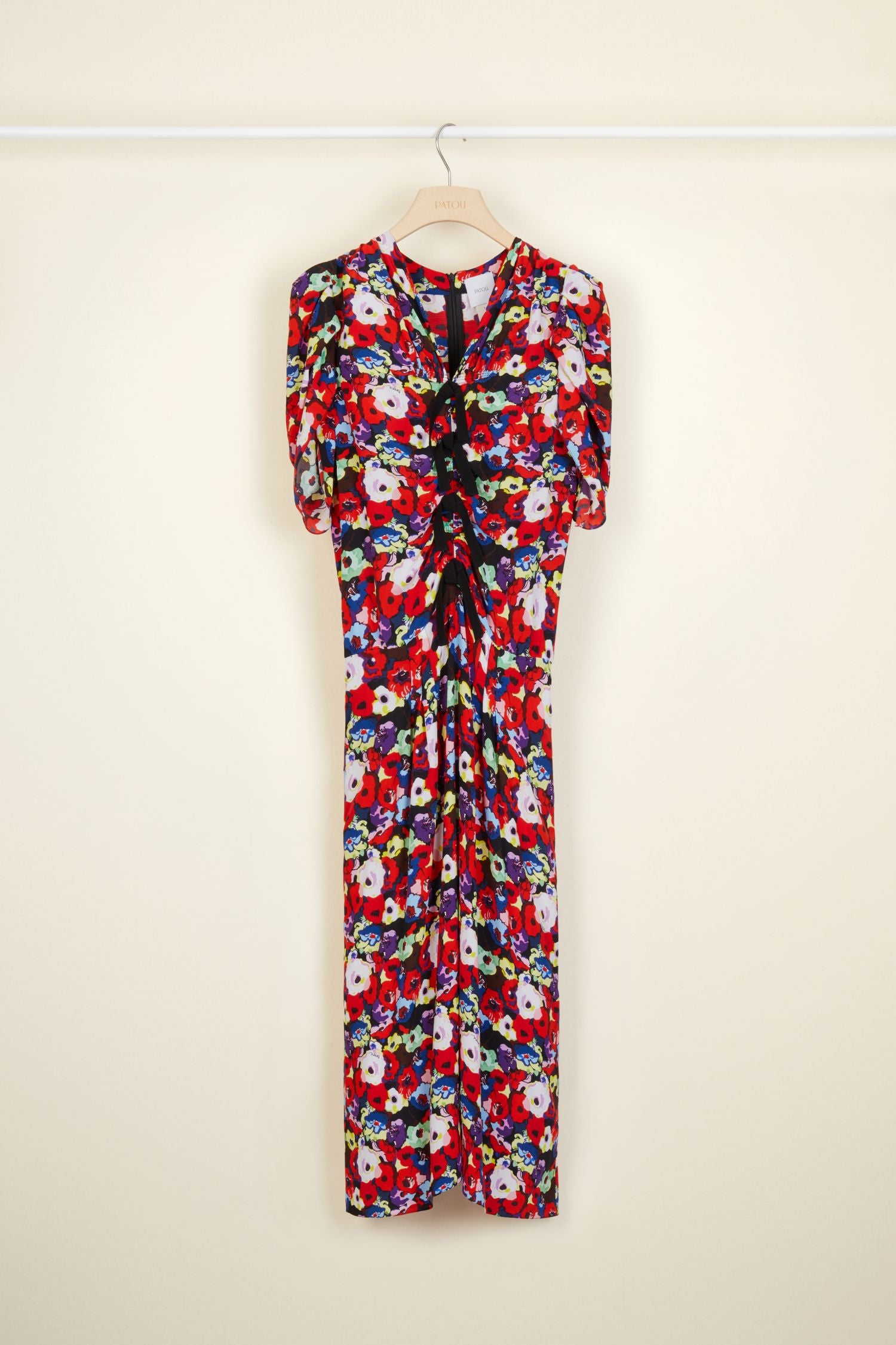 Gathered floral dress with bows - Flowers Bloom