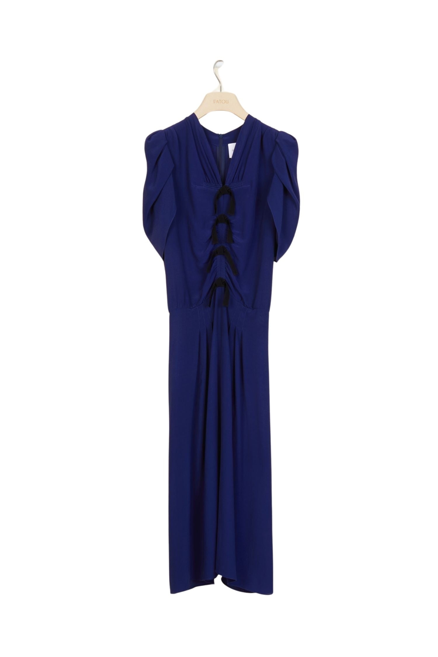 Robe froncée à noeuds - Bleu Persan