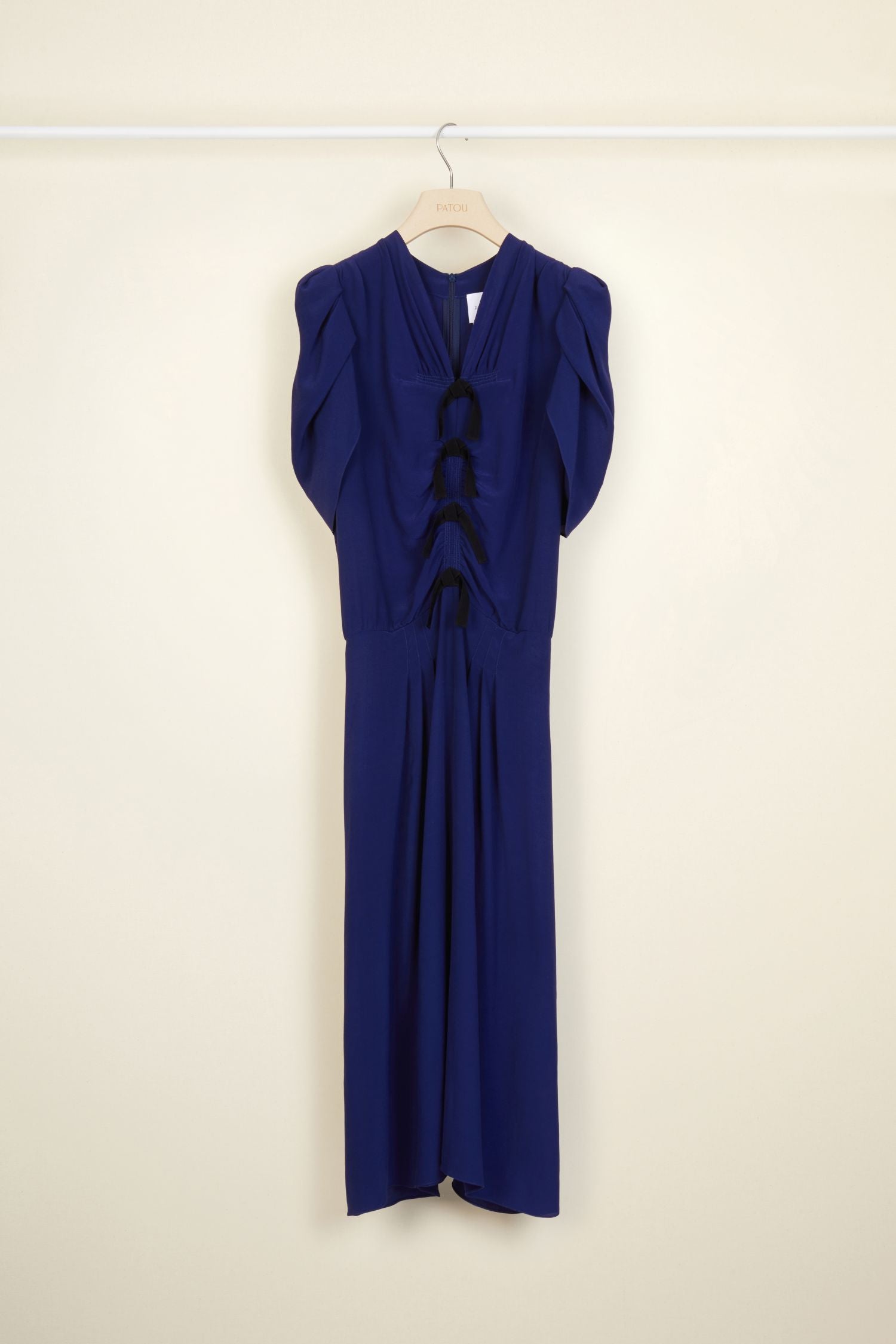 Gathered bow dress - Persian blue