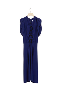 Gathered bow dress - Persian Blue