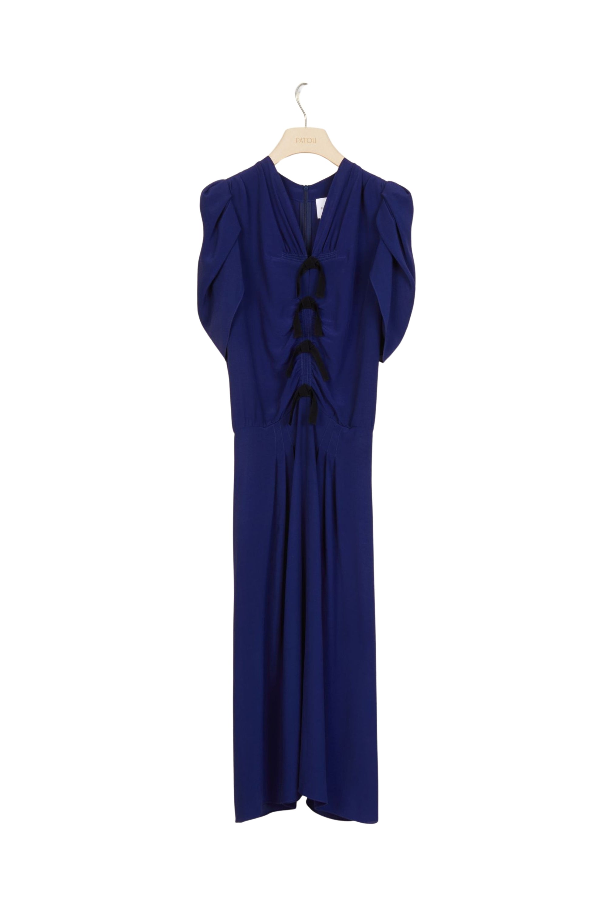 Gathered bow dress - Persian Blue